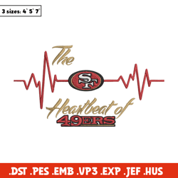 The heartbeat of San Francisco 49ers embroidery design, 49ers embroidery, NFL embroidery, logo sport embroidery.