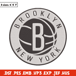 Brooklyn Nets Basketball embroidery design, NBA embroidery,Sport embroidery, Logo sport embroidery, Embroidery design