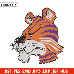 Clemson Tigers mascot embroidery design, NCAA embroidery, Sport embroidery, Embroidery design ,Logo sport embroidery.