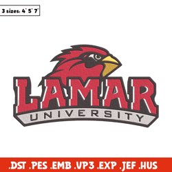 Lamar University logo embroidery design, Sport embroidery, logo sport embroidery, Embroidery design,NCAA embroidery