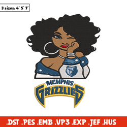 Memphis Grizzlies girl embroidery design, NBA embroidery,Sport embroidery,Embroidery design, Logo sport embroidery