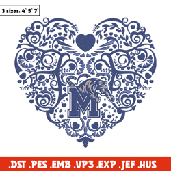 Memphis Tigers heart embroidery design, Sport embroidery, logo sport embroidery, Embroidery design,NCAA embroidery