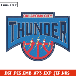 Oklahoma Thunder logo embroidery design,NBA embroidery,Sport embroidery, Embroidery design, Logo sport embroidery.