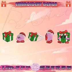Kirby X Christmas Gift Embroidery Design, Christmas Kirby Embroidery, Funny Christmas Embroidery, Machine Embroidery Designs