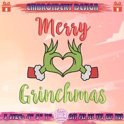 Merry Grinchmas Embroidery Design, Grinch Hand Embroidery, Grinch Christmas Embroidery Design, Machine Embroidery Designs