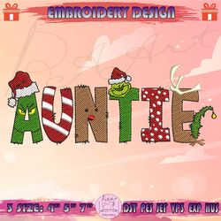 Christmas Auntie Embroidery Design, Christmas Family Embroidery, Kids Christmas Embroidery Design, Machine Embroidery Designs