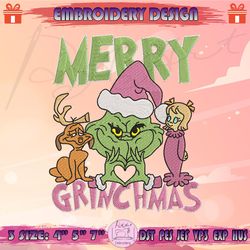 Mrs. Claus But Married To The Grinch Embroidery Design, Pink Grinch Embroidery, Pink Christmas Embroidery, Machine Embroidery Designs