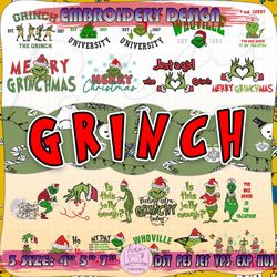 35 Christmas Grinch Embroidery Bundle, Green Monster Embroidery Design, Bundle Christmas Embroidery Design, Machine Embroidery Designs