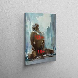 3d canvas, canvas wall art, canvas print, naked woman painting print, nude canvas decor, bedroom canvas, sexy woman canv