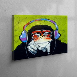 3d wall art, canvas print, canvas art, thinkin monkey painting, gorilla canvas print, painting canvas canvas, music canv