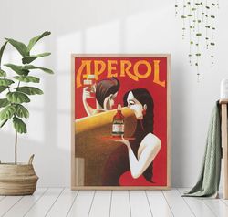 aperol beverage art retro vintage pub alcohol bar print wall canvas canvas framed printed wall art trendy happy hour dri