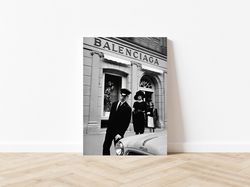 balenciaga boutique black and white vintage retro photography luxury high fashion girls room wall art decor canvas canva