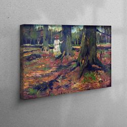 Canvas Art, 3D Wall Art, Canvas Wall Art, Girl in White in the Woods, Famous Art Canvas, Reproduction Art, Van Gogh Land