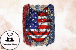 Wolf American Flag USA