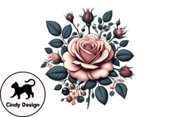 Classic Winter Rose Flower Clipart Design 159