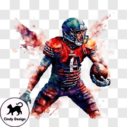 Celebrating Victory: Football Player with Paint Splashes PNG Design 327