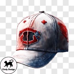 Stylish Red, White, and Blue Baseball Cap PNG Design 10