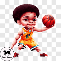 Young Boy with Basketball PNG Design 55