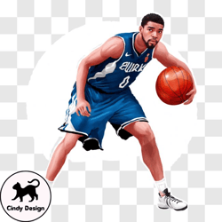 Basketball Player Holding Basketball PNG Design 57