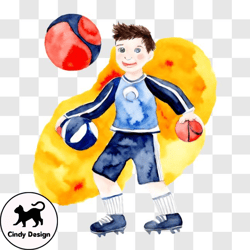 Young Boy with Basketball PNG Design 98