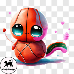 Cute Pink Basketball Toy with Ice Cream Cone PNG Design 107