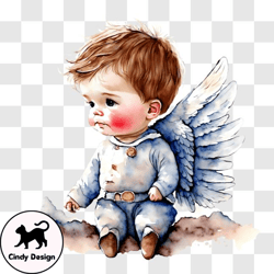 Cute Baby Boy Dressed as an Angel PNG Design 265