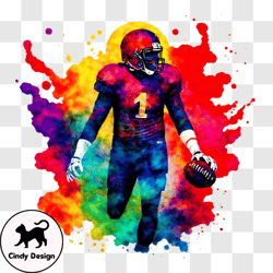 Football Player with Number 1 Running Towards the Right PNG Design 271