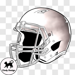 Black and White NFL Football Helmet Drawing PNG Design 294