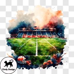 Watercolor painting of an empty football field PNG Design 291