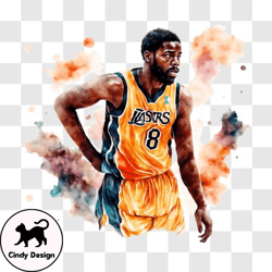 Colorful Watercolor Painting of Basketball Player PNG Design 89