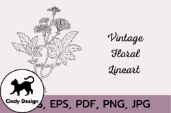 Vintage Floral Line Art Design 173