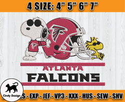 Atlanta Falcons Embroidery, Snoopy Embroidery, NFL Machine Embroidery Digital, 4 sizes Machine Emb Files-05-Cindy