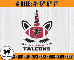 Atlanta Falcons Embroidery, Unicorn Embroidery, NFL Machine Embroidery Digital, 4 sizes Machine Emb Files -25-Cindy