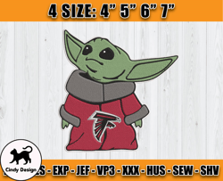 Atlanta Falcons Embroidery, Baby Yoda Embroidery, NFL Machine Embroidery Digital, 4 sizes Machine Emb Files -26-Cindy