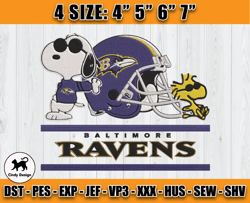 Ravens Embroidery, Snoopy Embroidery, NFL Machine Embroidery Digital, 4 sizes Machine Emb Files-01-Cindy