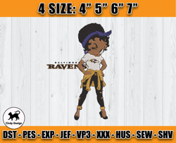 Ravens Embroidery, Betty Boop Embroidery, NFL Machine Embroidery Digital, 4 sizes Machine Emb Files -19-Cindy