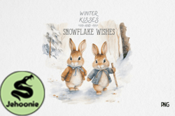 Vintage Winter Rabbit PNG Sublimation Design 23