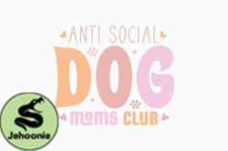 Anti Social Dog Moms Club Retro Svg Design 277