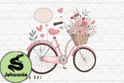 Pink Bicycle Watercolor Vintage Clipart Design 01