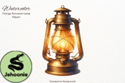 Watercolor Old Rusty Kerosene Lamp Design 93
