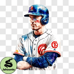 Chicago Cubs Baseball Player with Crossed Arms PNG