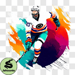 Colorful Hockey Player on Ice PNG44