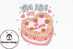 Retro Valentine Heart Cake Sublimation Design 86