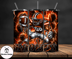 Cleveland Browns Tumbler Wrap Glow, NFL Logo Tumbler Png, NFL Design Png By Morales Design-08