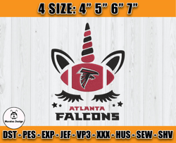 Atlanta Falcons Embroidery, Unicorn Embroidery, NFL Machine Embroidery Digital, 4 sizes Machine Emb Files -25-Morales