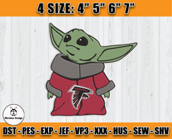 Atlanta Falcons Embroidery, Baby Yoda Embroidery, NFL Machine Embroidery Digital, 4 sizes Machine Emb Files -26-Morales