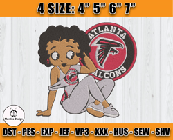 Atlanta Falcons Embroidery, Betty Boop Embroidery, NFL Machine Embroidery Digital, 4 sizes Machine Emb Files -28-Morales
