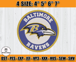 Ravens Embroidery, NFL Ravens Embroidery, NFL Machine Embroidery Digital, 4 sizes Machine Emb Files -11-Morales