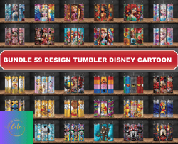 Bundle 59 Design Tumbler Disney Cartoon, Tumbler Bundle Design, Sublimation Tumbler Bundle, 20oz Skinny Tumbler 19