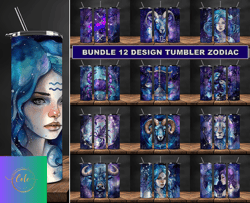 Bundle 12 Design Tumbler Zodiac, Tumbler Bundle Design, Sublimation Tumbler Bundle, 20oz Skinny Tumbler 50